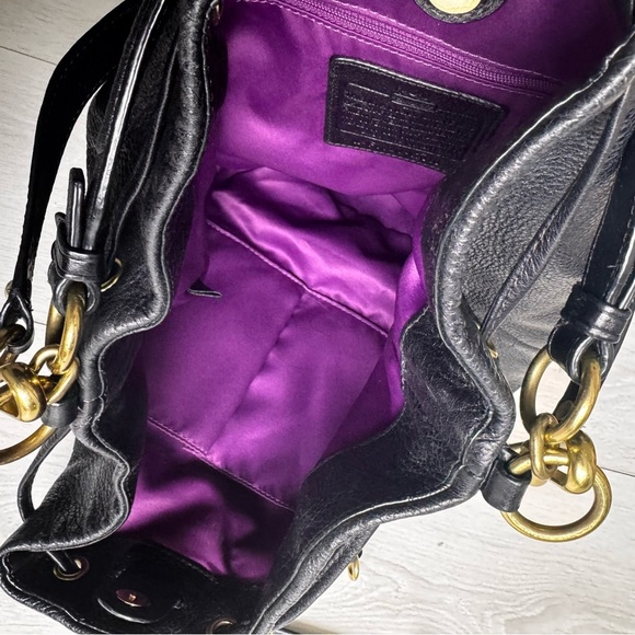 Coach Madison F1120-17016 Pebbled Leather Hobo Drawstring Bucket Purse Bag - Picture 8 of 13